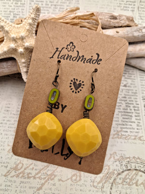 Amber & Lime Pineapple Drop Boho Earrings
