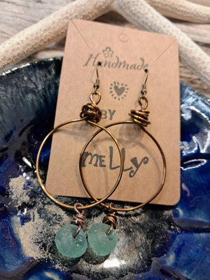 African Recycled Glass Hoop Boho Earrings