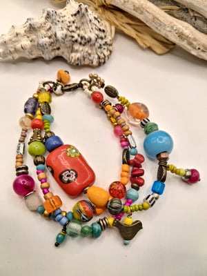 Multicolor Beaded Confetti Charm Bracelet