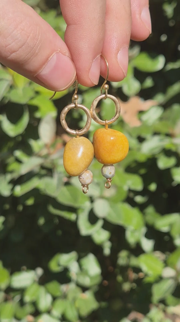 Mookaite & Light Grey Brulee Dangle Boho Earrings