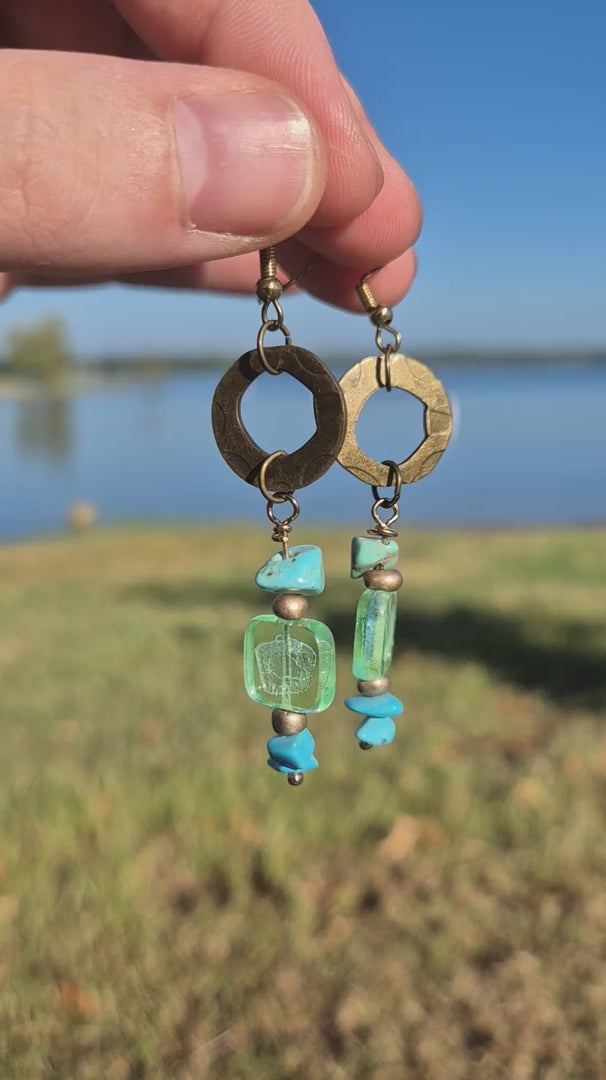 Turquoise Howlite Beaded Sami Dangle Boho Earrings