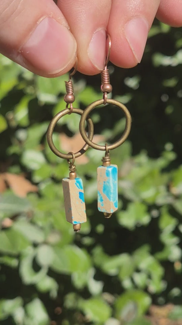 Turquoise Jasper Twins Dangle Boho Earrings
