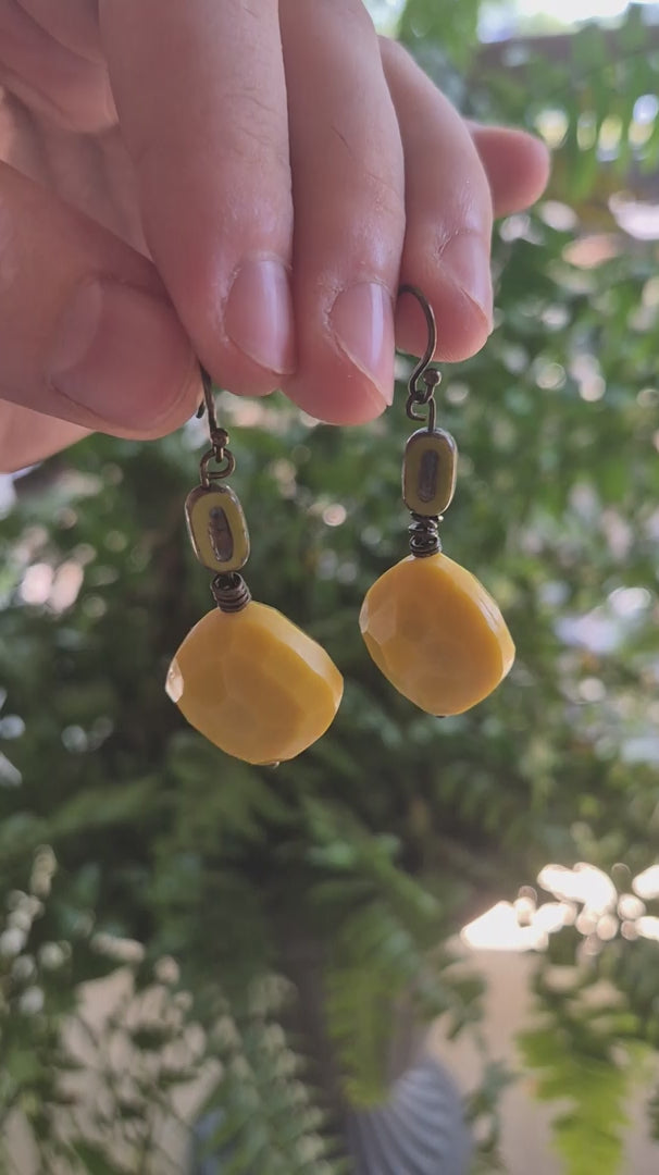 Amber & Lime Pineapple Drop Boho Earrings
