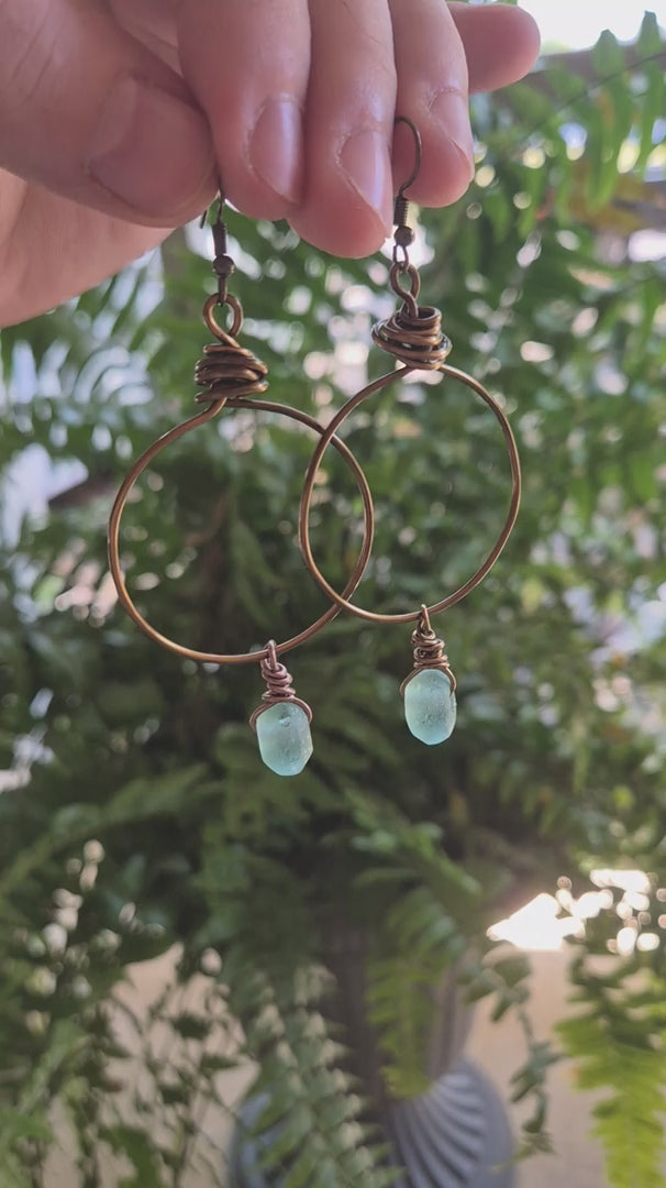 African Recycled Glass Hoop Boho Earrings