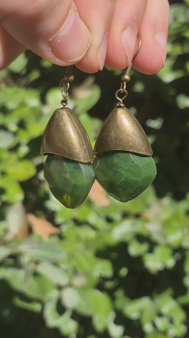 Emerald Green Bishop Dangle Boho Earrings