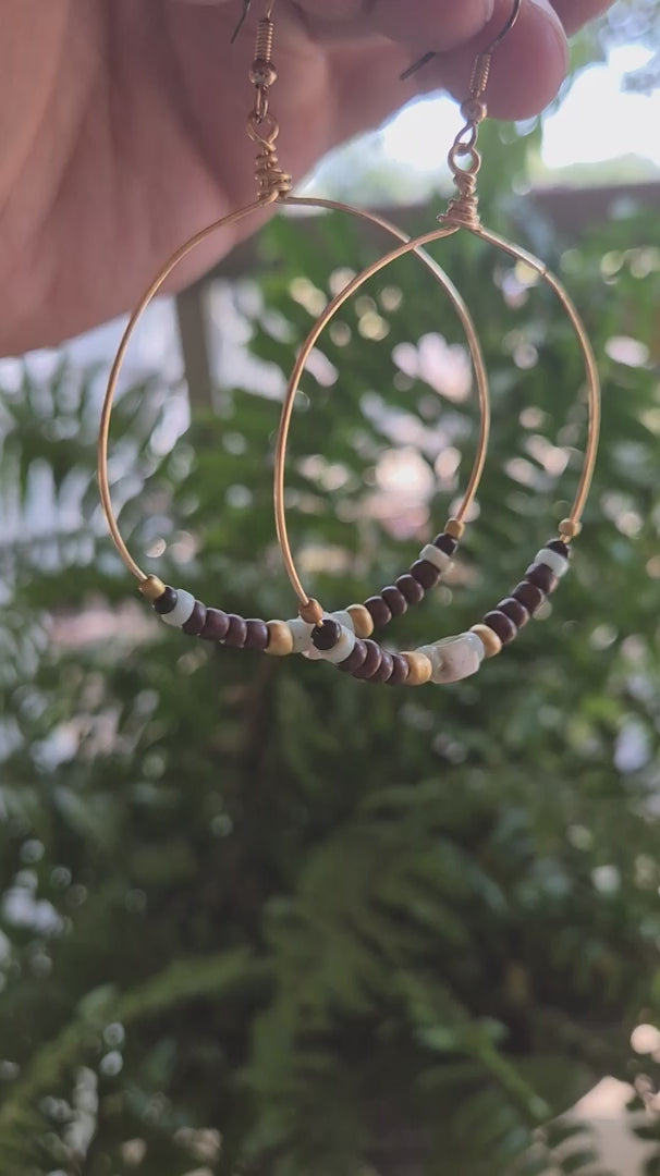 Amazonite & Seed Beaded Beach Time Hoop Boho Earrings