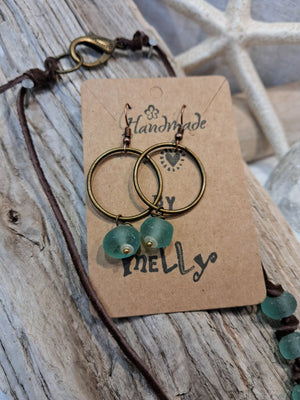 Teal & Brass Breeze Hoop Boho Earrings