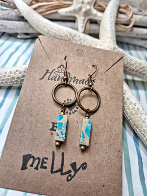 Turquoise Jasper Twins Dangle Boho Earrings